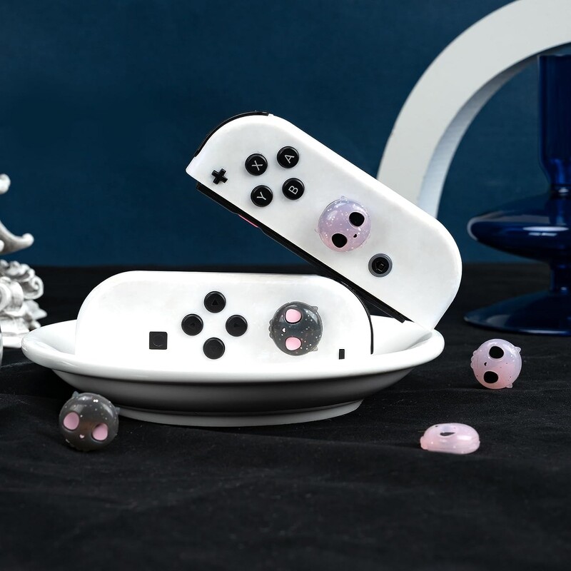 Geekshare Halloween Craniu Joycon Capace de prindere pentru degetul mare Capac joystick din silicon pentru Nintendo Switch/Switch OLED Lite PS4 PS5 Steam Deck