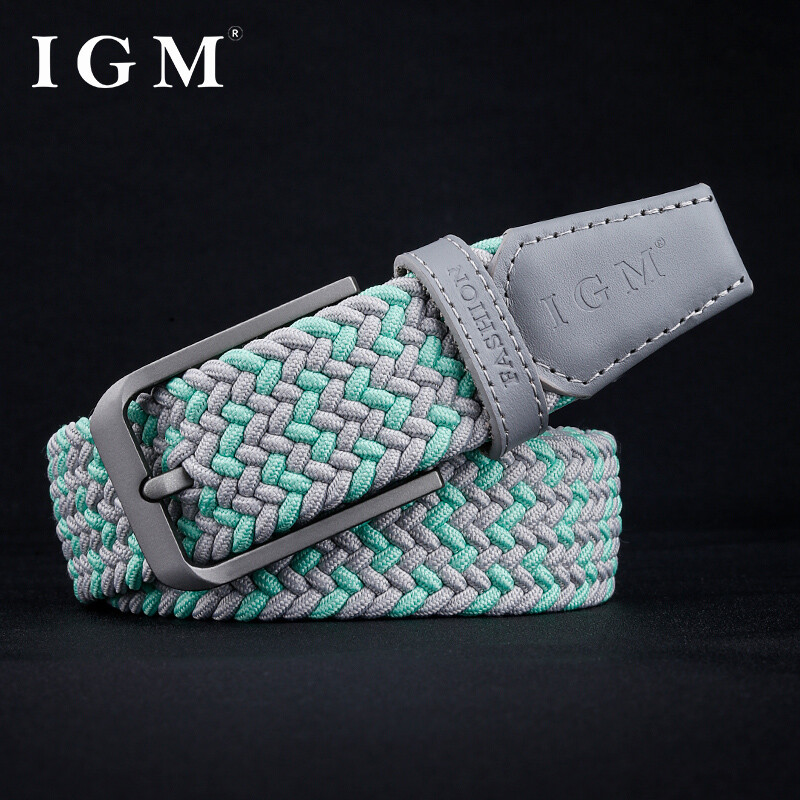 Vyrų madingas visiškai metalinis adatų sagtis drobė elastingas elastingas džinsų pintas diržas