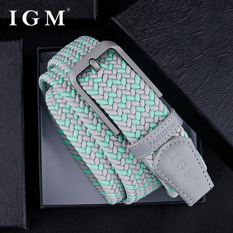 Vyrų madingas visiškai metalinis adatų sagtis drobė elastingas elastingas džinsų pintas diržas