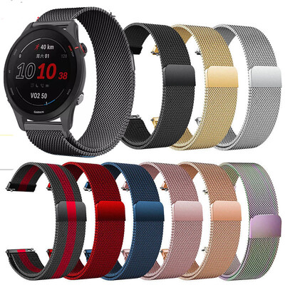Milánói fém szíj Garmin Forerunner 255 245 265 pántos óráhozGarmin Forerunner 255S 265S karkötő hurok