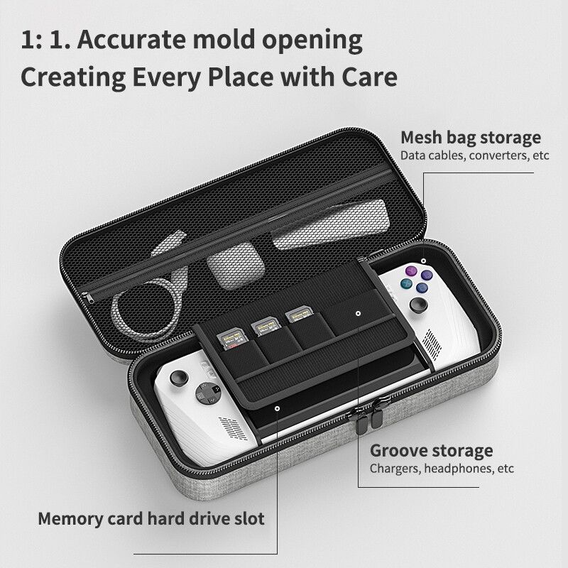 Aolion EVA kemény hordtáska Asus ROG Ally kézi játékkonzolhoz belső partíciós tárolótok-tartozékokkal