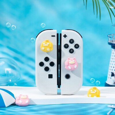 Capace din silicon Yocore pentru degetul mare compatibile cu Nintendo Switch/OLED/Lite, Cute Duck, 4 buc.