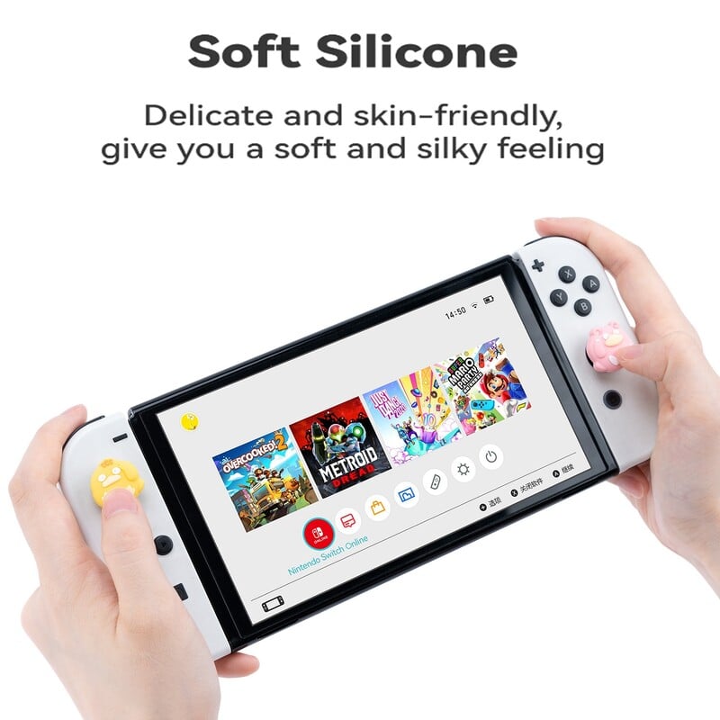 Silikónové krytky na palec Yocore kompatibilné s Nintendo Switch/OLED/Lite, roztomilá kačička, 4 ks