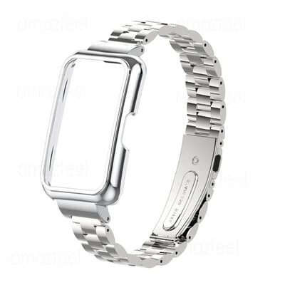 Nerūdijančio plieno dirželis Honor Band 7 6 Smart Band Metalinės apyrankės Dėklo apsauga, skirta Huawei Band 8 7 6 Laikrodžio apyrankės dangtelių rėmeliai