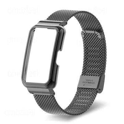 Nerūdijančio plieno dirželis Honor Band 7 6 Smart Band Metalinės apyrankės Dėklo apsauga, skirta Huawei Band 8 7 6 Laikrodžio apyrankės dangtelių rėmeliai