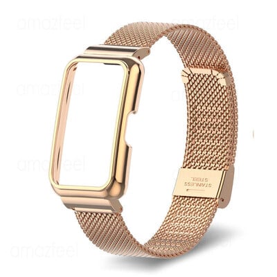 Nerūdijančio plieno dirželis Honor Band 7 6 Smart Band Metalinės apyrankės Dėklo apsauga, skirta Huawei Band 8 7 6 Laikrodžio apyrankės dangtelių rėmeliai