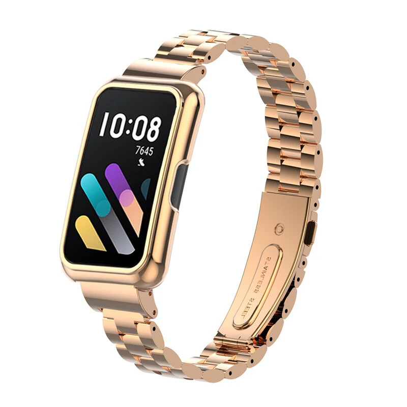 Nerūdijančio plieno dirželis Honor Band 7 6 Smart Band Metalinės apyrankės Dėklo apsauga, skirta Huawei Band 8 7 6 Laikrodžio apyrankės dangtelių rėmeliai