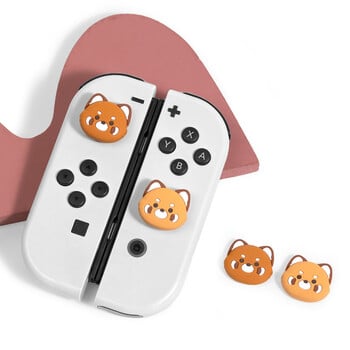 4 бр. Bear Rabbit Silicone Thumb Stick Cap Cap Джойстик Капак за Switch NS Oled/Lite Joy-con Controller Мек протектор Калъф