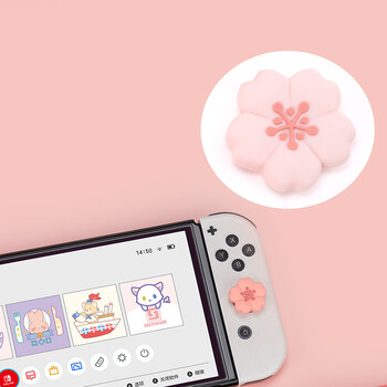 4 бр. Sakura Joy Con Thumb Grips Капачки за джойстик Розови меки силиконови капаци Бутон за Nintendo Switch Oled Lite контролер