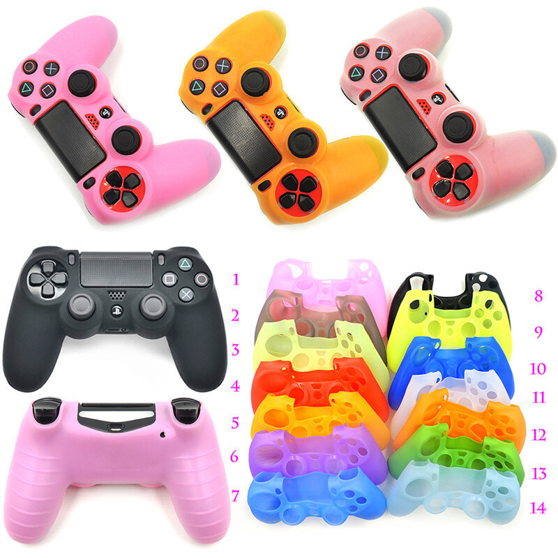 Husă de control de protecție din silicon moale pentru pielea controlerului Playstation 4 Carcasă pentru gamepad PS4 cu capace de prindere pentru joystick