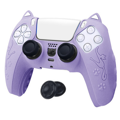 PS5 Pink Cat kontroller tok szilikon gumi védőtok Playstation 5 tartozékokhoz csúszásmentes hüvelykujj fogantyúval