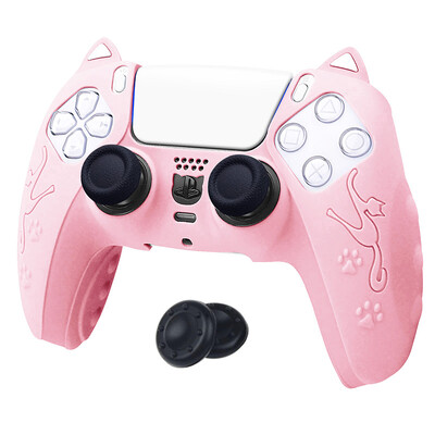 PS5 Pink Cat kontroller tok szilikon gumi védőtok Playstation 5 tartozékokhoz csúszásmentes hüvelykujj fogantyúval