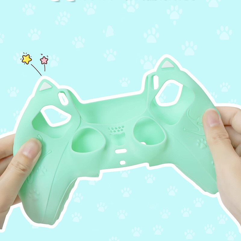 PS5 Pink Cat kontroller tok szilikon gumi védőtok Playstation 5 tartozékokhoz csúszásmentes hüvelykujj fogantyúval