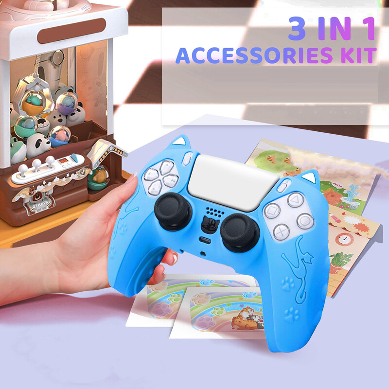 PS5 Pink Cat kontroller tok szilikon gumi védőtok Playstation 5 tartozékokhoz csúszásmentes hüvelykujj fogantyúval