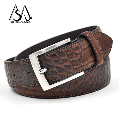 2024 m. vyriškas PU odinis diržas su sagtimi Džinsų ilgų kelnių apdaila Naujas madingas ir universalus laisvalaikio diržas, krokodilo rašto diržas