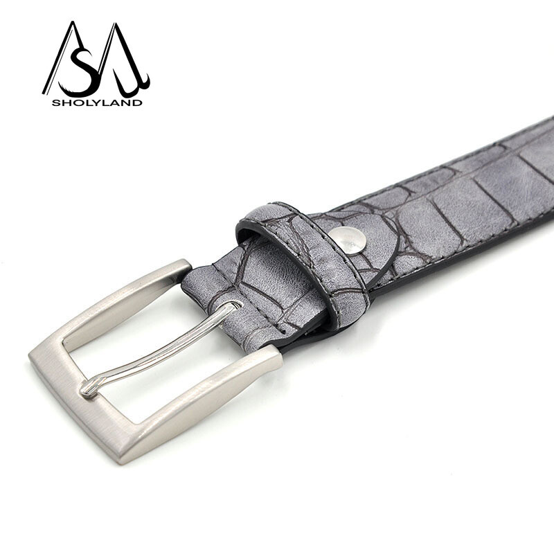 2024 m. vyriškas PU odinis diržas su sagtimi Džinsų ilgų kelnių apdaila Naujas madingas ir universalus laisvalaikio diržas, krokodilo rašto diržas