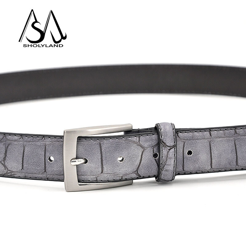 2024 m. vyriškas PU odinis diržas su sagtimi Džinsų ilgų kelnių apdaila Naujas madingas ir universalus laisvalaikio diržas, krokodilo rašto diržas