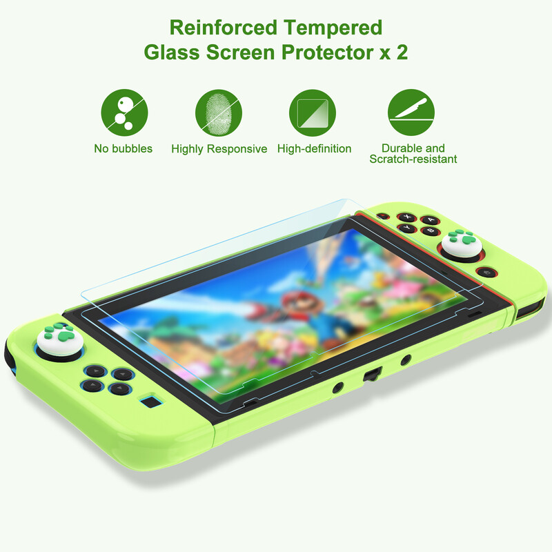 Prenosné úložné puzdro pre Switch, sada 15 príslušenstva pre Switch, ochranné puzdro pre konzolu Switch a J-Con (neónovo zelené)