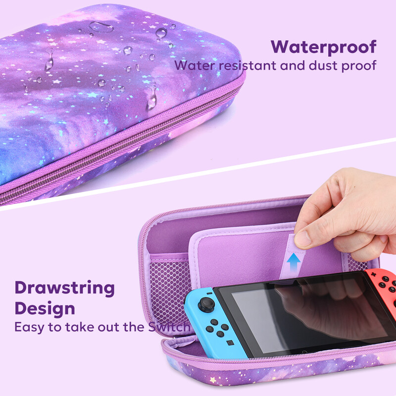 NS Switch piederumu komplekts Pārnēsājams Switch Games Glabāšanas rokassomiņa ar Stick Caps Aizsargvāku Switch Shell Ekrāna aizsargs