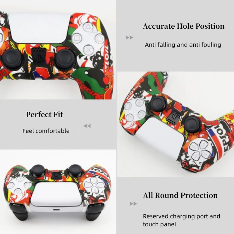 Silikónový ochranný kryt pre Playstation 5 PS5 Controller Joystick Príslušenstvo Protišmyková škrupina s krytkami na úchop Thumbstick