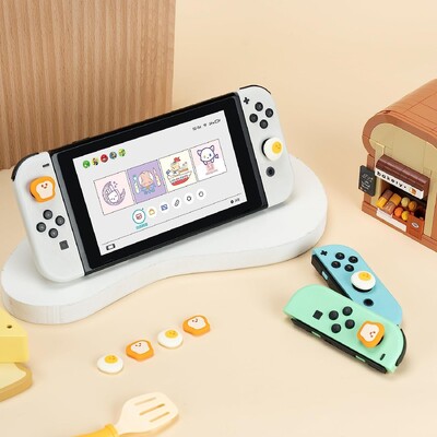 „GeekShare“ nykščio rankenos dangteliai, suderinami su „Nintendo Switch“ / „OLED Switch Lite“, pusryčių tema, miela kepto kiaušinio skrebučiais