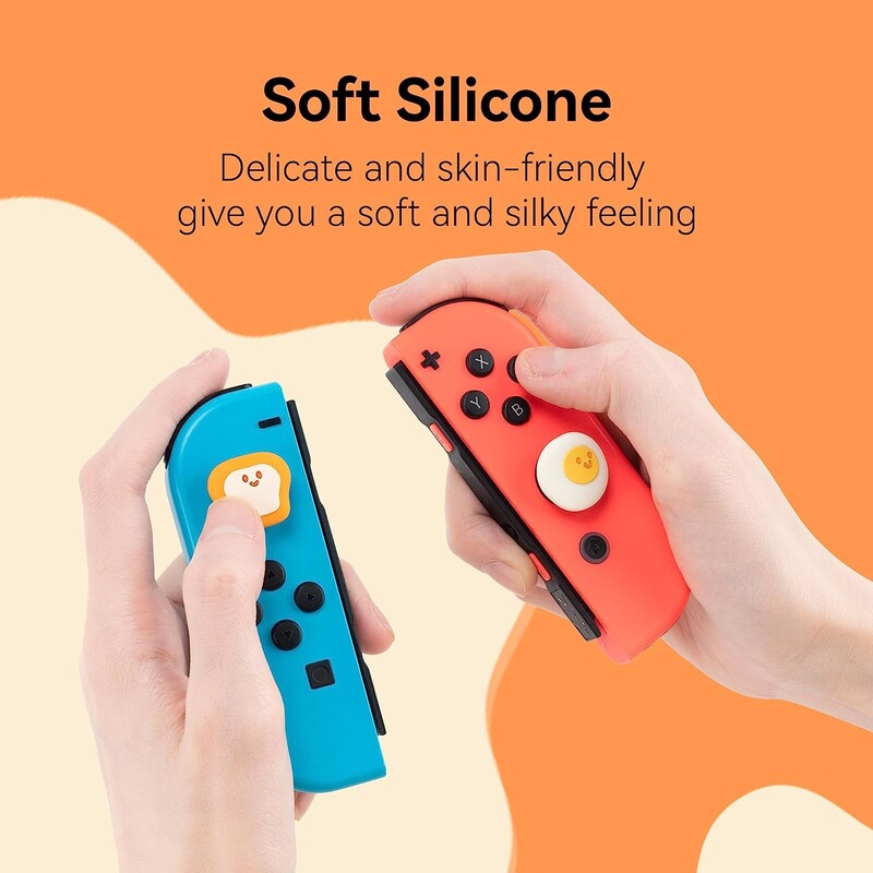 Krytky na palec GeekShare kompatibilné s Nintendo Switch/OLED Switch Lite, raňajková téma, roztomilý hrianka s vajíčkom na mäkko