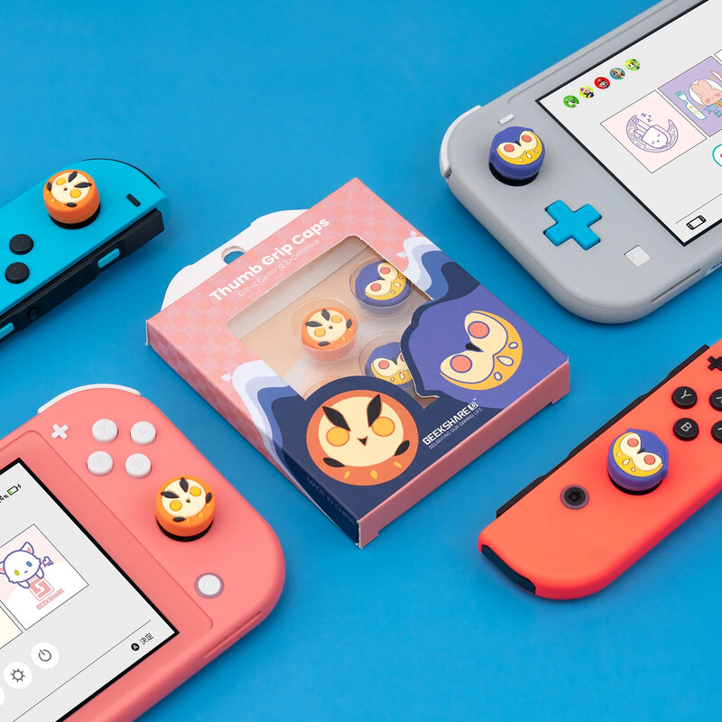 GeekShare Kawaii Silicone Joycon 4PCS nykščio rankenos dangteliai, suderinami su Nintendo Switch / OLED / Switch Lite, Owl