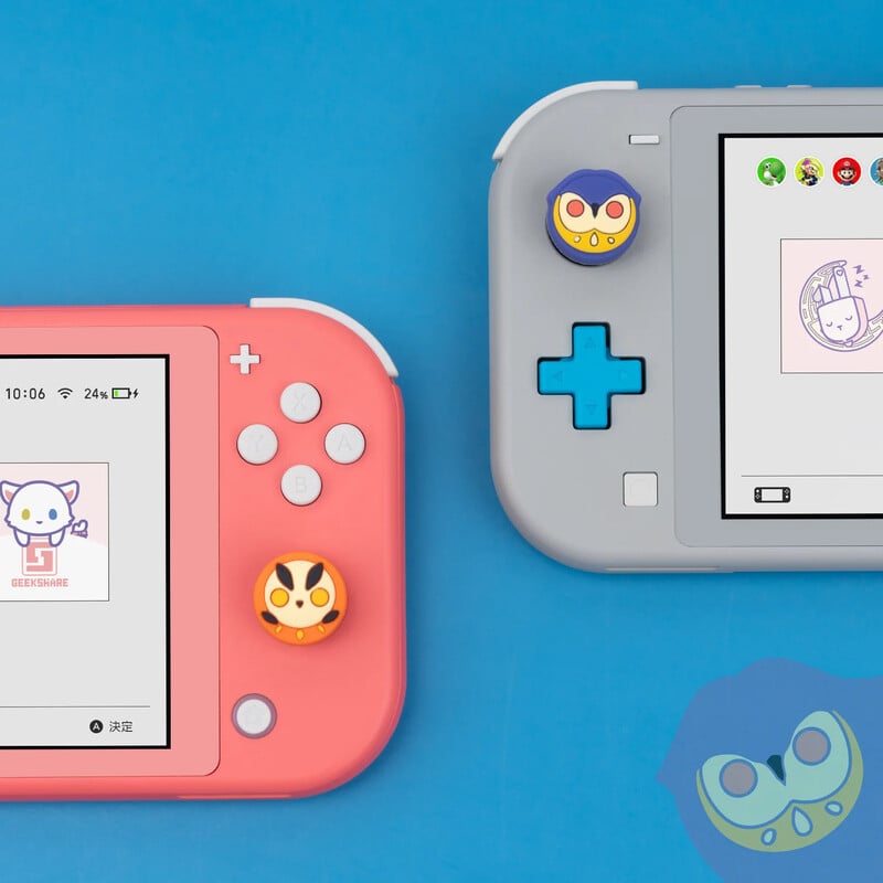 GeekShare Kawaii Silicone Joycon 4PCS nykščio rankenos dangteliai, suderinami su Nintendo Switch / OLED / Switch Lite, Owl
