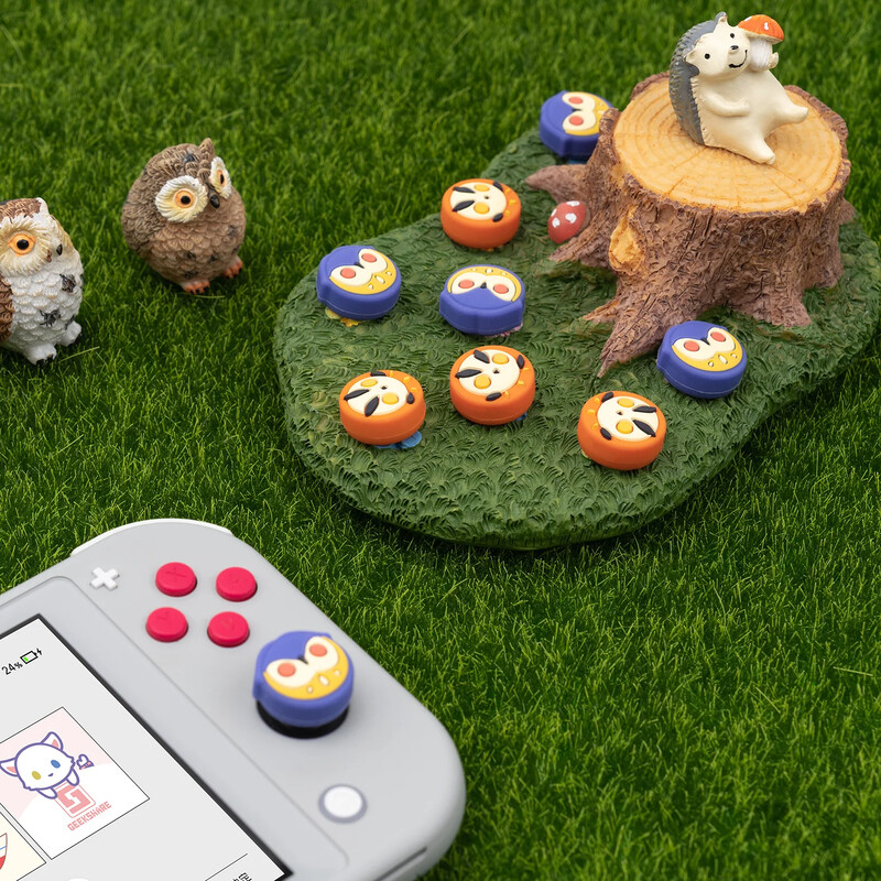 GeekShare Kawaii Silicone Joycon 4PCS nykščio rankenos dangteliai, suderinami su Nintendo Switch / OLED / Switch Lite, Owl