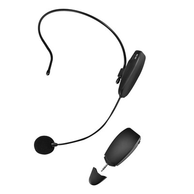 2.4G belaidis prie galvos tvirtinamas mikrofono rinkinio siųstuvas su imtuvu, skirtas stiprintuvui, balso garsiakalbiui, mokomoji kelionės vadovas