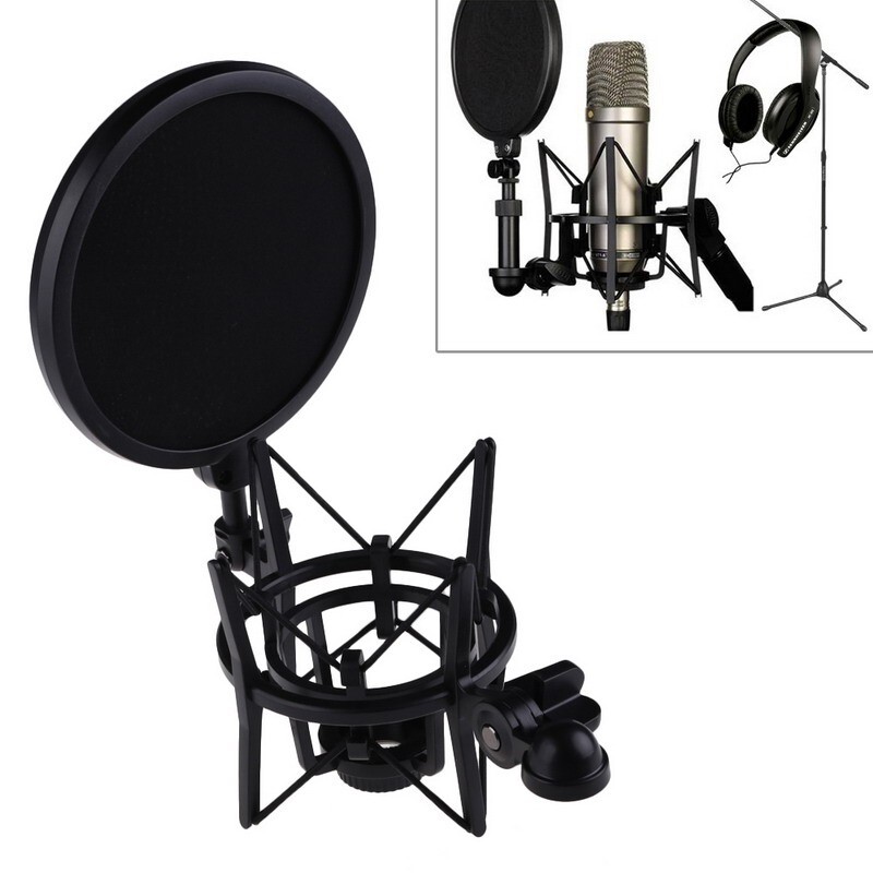Mikrofon Mic Shock Mount Shield csuklós fejtartó állványtartó a Studio Shockmount Clip felfüggesztés Spider konzolhoz