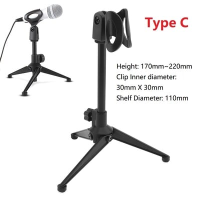 Hordozható fém mikrofon háromlábú emelőállvány 180 fokos elforgatási szögben 3 típus választható