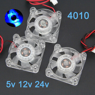 4010 40x40x10mm hidraulikus csapágy 2 tűs DC 5v 12v 24v hűtőventillátor átlátszó LED Iight kibocsátó