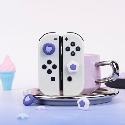 4 бр. Сладка звезда и сърце Силиконови капачки за ръкохватка Thumb Stick, съвместими с Nintendo Switch OLED/Switch Lite/Switch защитно покритие