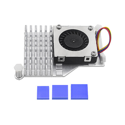 Chladič s nastaviteľnou rýchlosťou PWM, čierny, strieborný, modrý, pre Raspberry Pi 5, aktívny chladič, hliníkový chladič