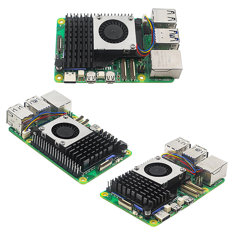 Chladič s nastaviteľnou rýchlosťou PWM, čierny, strieborný, modrý, pre Raspberry Pi 5, aktívny chladič, hliníkový chladič