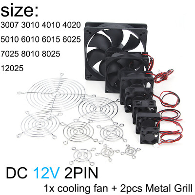DC 12V вентилатор 2-пинов охлаждане 3010 5010 7025 8025 12025 Безчетков предпазител Метален капак за решетка 40 мм 60 мм 80 мм 120 мм за 3d печат Направи си сам