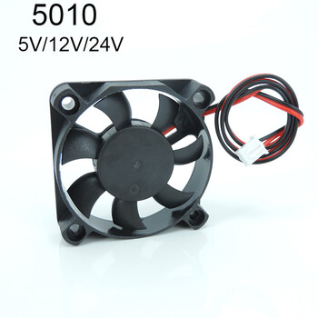 DC 5010 5V/12V/24V CPU CPU Cooler Mini Cooling Fan 50MM Μικρός ανεμιστήρας εξάτμισης για 3D εκτυπωτή 2 pin 50x50x10mm W1