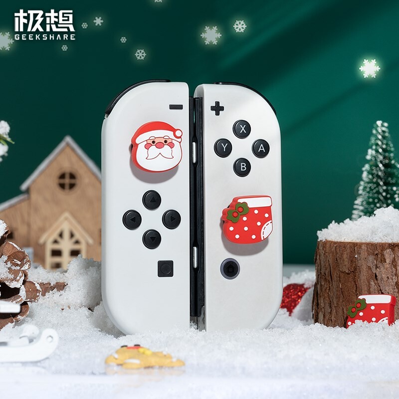 GeekShare 4PCS Thumb Grip Caps za Nintendo Switch/OLED Switch Lite, navlake za Thumbstick Poklopci za joystick Poklon, Božićna tema