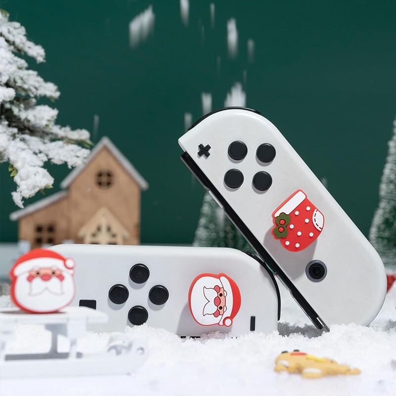 GeekShare 4PCS Thumb Grip Caps za Nintendo Switch/OLED Switch Lite, navlake za Thumbstick Poklopci za joystick Poklon, Božićna tema