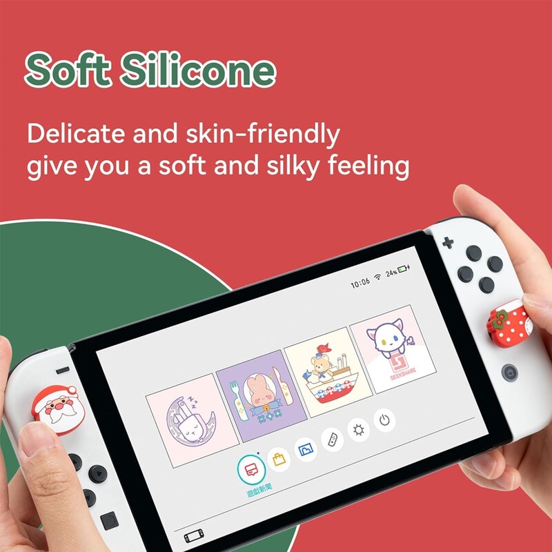 GeekShare 4PCS Thumb Grip Caps za Nintendo Switch/OLED Switch Lite, navlake za Thumbstick Poklopci za joystick Poklon, Božićna tema