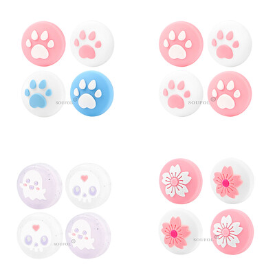 4 db Cute Cat Claw Design hüvelykujj fogantyú sapkák puha szilikon borítású joystick sapka Nintend Switch & Lite és OLED tok tartozékaihoz