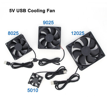 120x120x25mm 80x80x25mm 5010 9025 5V USB Power Cooling Case Ανεμιστήρας για δέκτη DVR Xbox TV Box Router W28