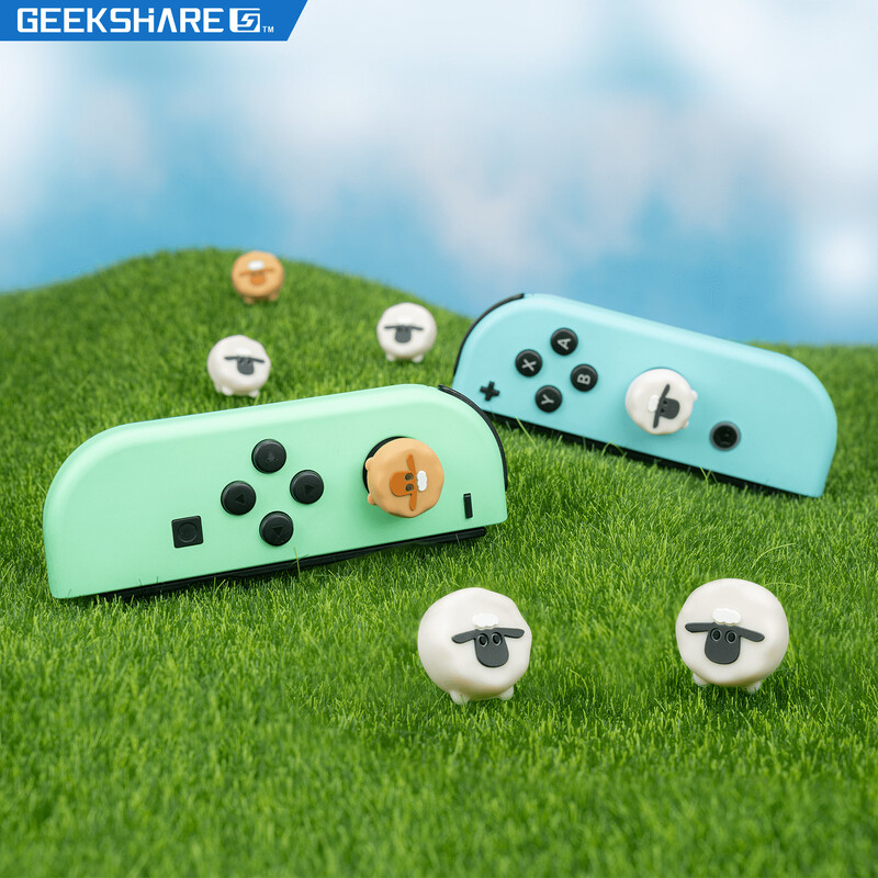 GeekShare 4PCS Cute Sheep hüvelykujj fogantyú sapkák, puha szilikon joystick fedél kompatibilis a kapcsolóval /OLED/ Switch Lite