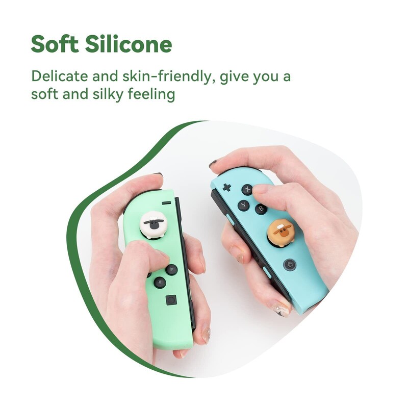 GeekShare 4PCS Cute Sheep hüvelykujj fogantyú sapkák, puha szilikon joystick fedél kompatibilis a kapcsolóval /OLED/ Switch Lite