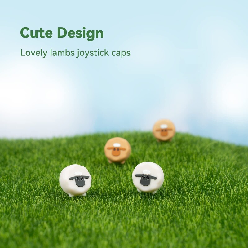 GeekShare 4PCS Cute Sheep hüvelykujj fogantyú sapkák, puha szilikon joystick fedél kompatibilis a kapcsolóval /OLED/ Switch Lite