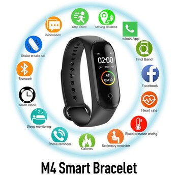 M4 Smart Bracelet Band Sport Fitness Pedometer Tracker Ρολόι καρδιακών παλμών Έξυπνο ρολόι αρτηριακής πίεσης για άνδρες γυναίκες