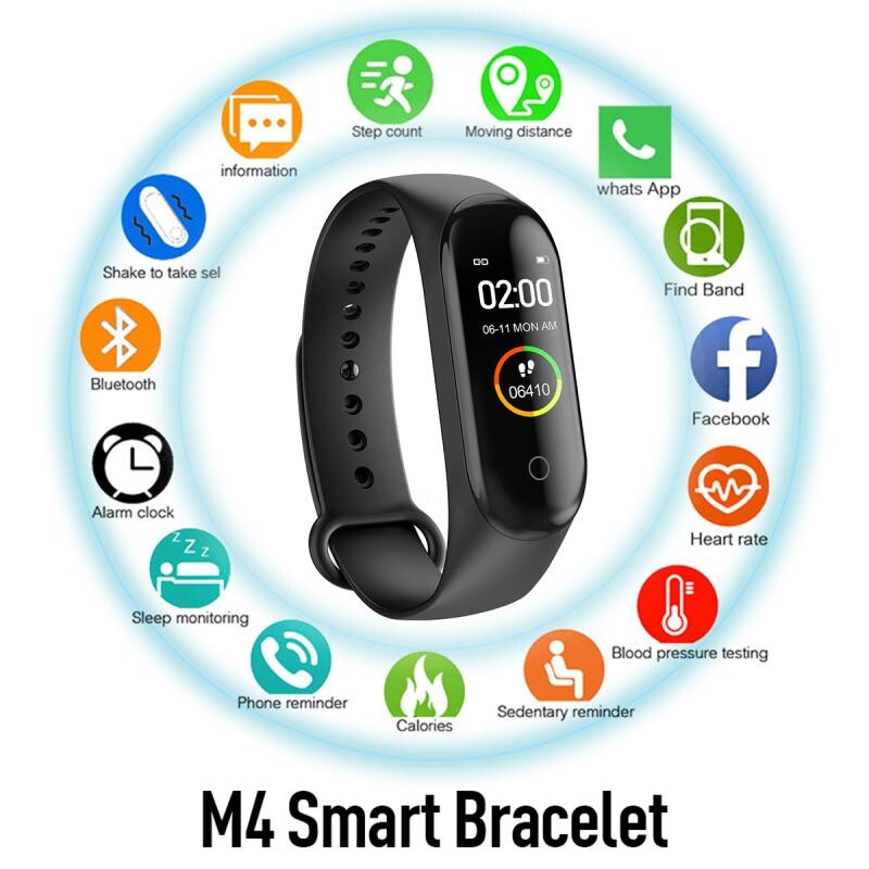 M4 Smart Bracelet Band Sport Fitness Pedometer Tracker Ρολόι καρδιακών παλμών Έξυπνο ρολόι αρτηριακής πίεσης για άνδρες γυναίκες