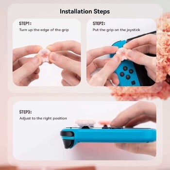 Geekshare Cherry Thumb Stick Grip Caps Джойстик Капак за Nintendo Switch/Oled/Lite Joy-con Controller Thumbstick Pink Sakura