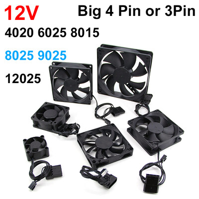 80mm 90mm 120mm 8cm 8025 DC 12v 3pin liels 4pin bezsuku datora dzesēšanas ventilators PC ventilatori datora korpusam GPU CPU dzesētāja radiators L